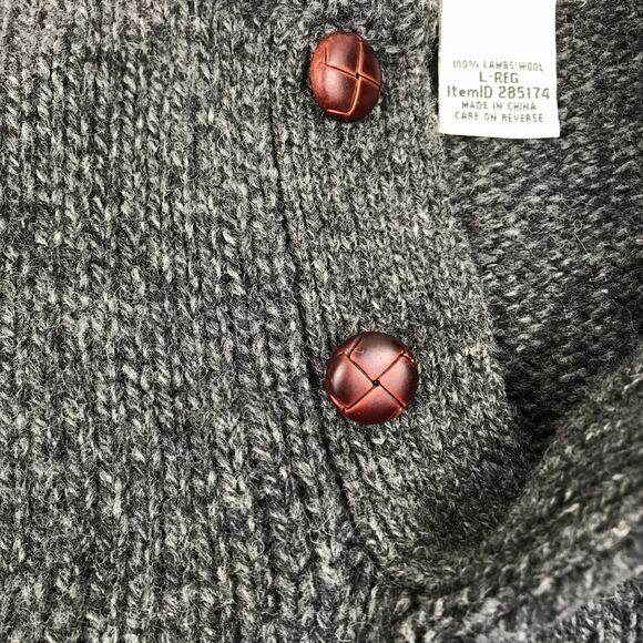 L.L.Bean Ragg 100% LambsWool Henley Sweater Men L Gray Cozy Classic Everyday EUC - Picture 8 of 12